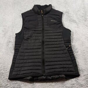 Eddie Bauer Puffer Vest Womens Small Goose Down Ripstop Nylon Black Outdoor